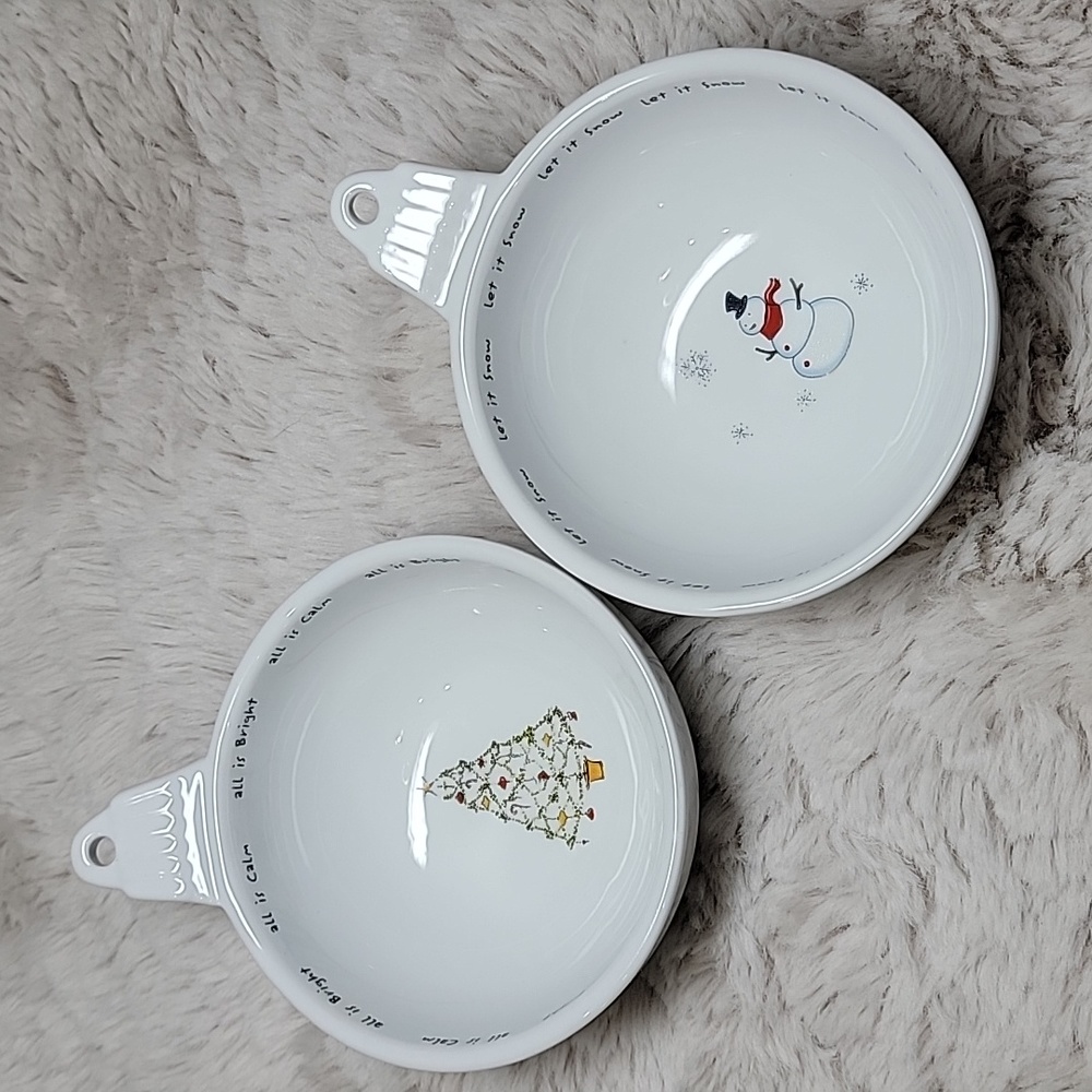 Pottery Barn Holiday Cheer Ornament Shaped Bowls  set of 2